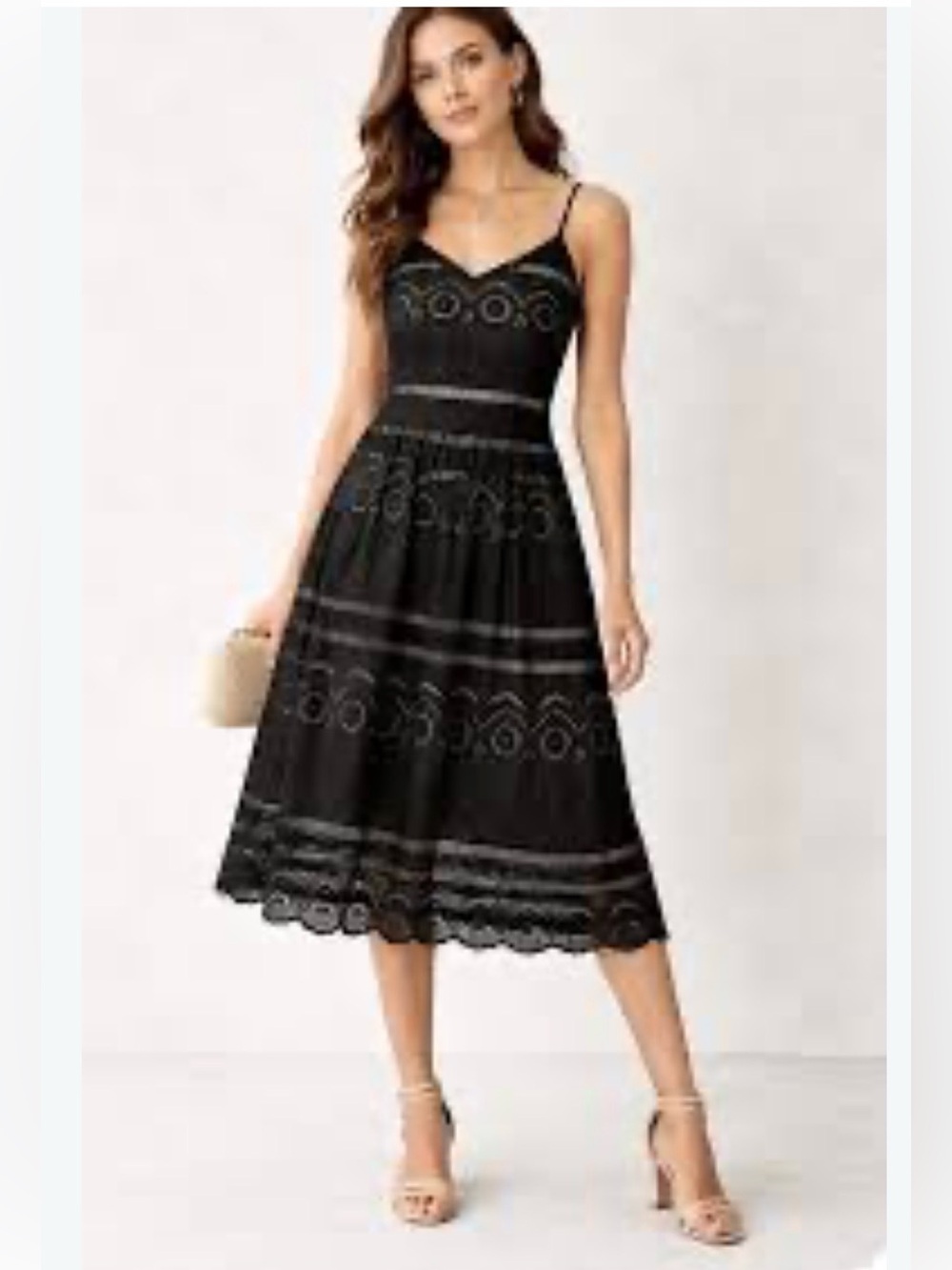 Monsoon |Black |Eyelet |Midi Dress|Medium